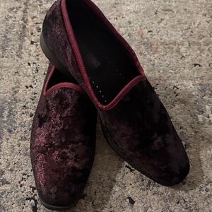 Stacy Adams Velvet Loafers in Rich Maroon
